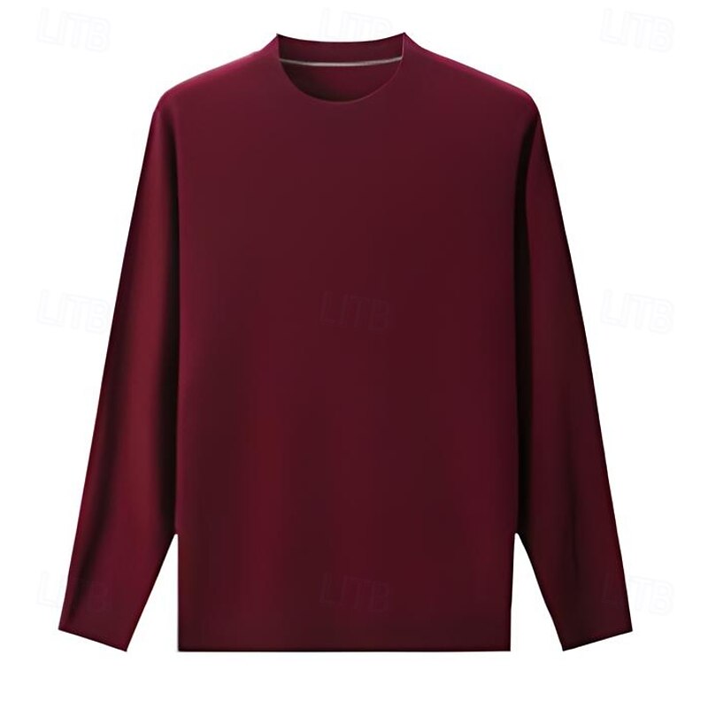 Men's Pullover Sweater Jumper Knit Solid Color Crew Neck Knitwear Elegant Christmas Outdoor Clothing Apparel Fall Winter Wine Red Dark Green S M L4