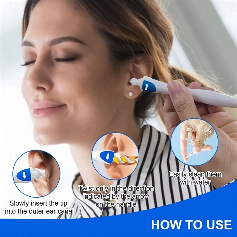 Ear Cleaner With Soft Silicone Ear Wax Remover Tool 16 Replacement Tips Spiral Earwax Cleaner Health Ear Cleaner Ear Care Tools3