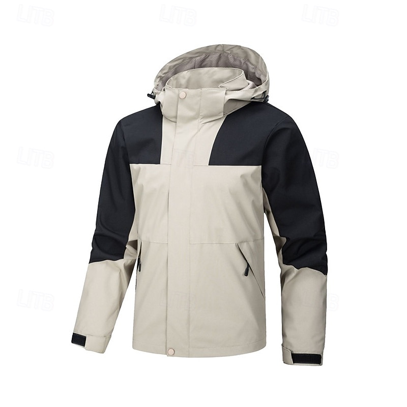 Men's Women's Hiking Jacket Winter Outdoor Color Block Waterproof Windproof Front Zipper Lightweight Jacket Full Zip Camping / Hiking / Caving Black Pink Camel Brown Green4