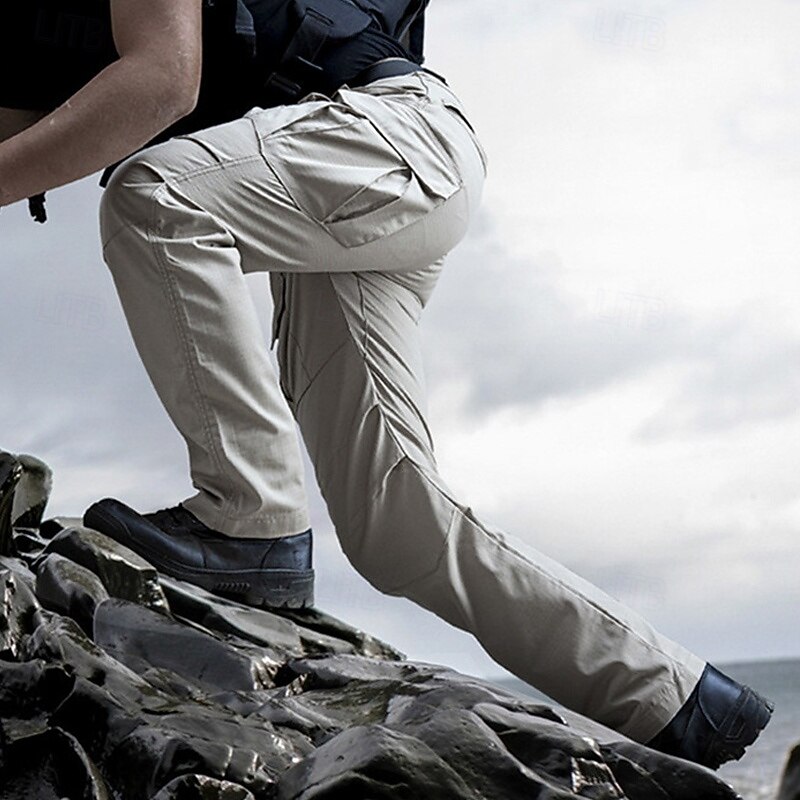 Men's Cargo Pants Hiking Pants Trousers Tactical Pants Military Camouflage Outdoor Regular Fit Waterproof Windproof Quick Dry Breathable Pants / Trousers Elastic Waist Black Camouflage Hunting2