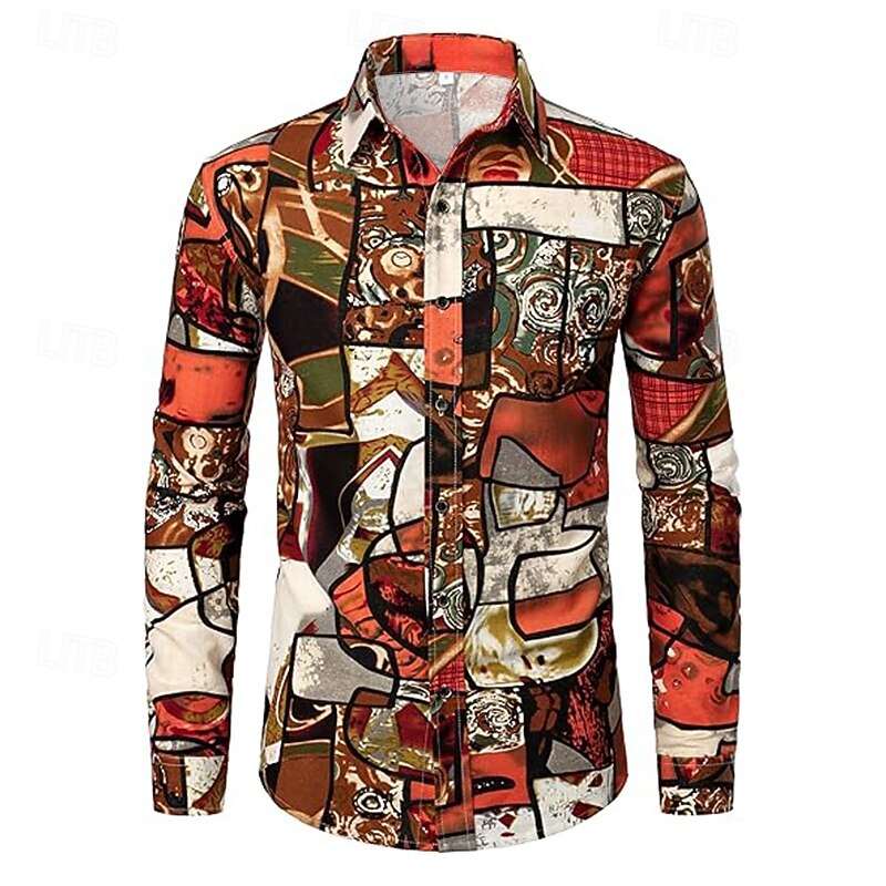 Retro Vintage 1970s Shirt Hippie Floral Fancy Dress Men's Kings Day Halloween Carnival Party Party / Evening Casual Daily Adults' Shirt4