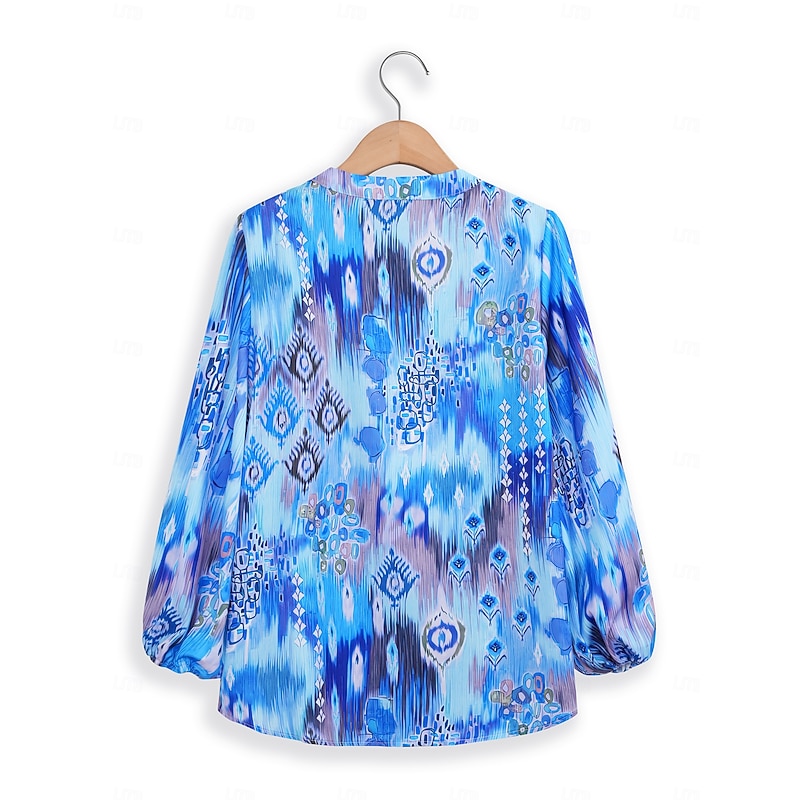 Women's Shirt Basic Buttons Print Long Sleeve Regular Tops Casual Pink Blue Green Spring Fall3