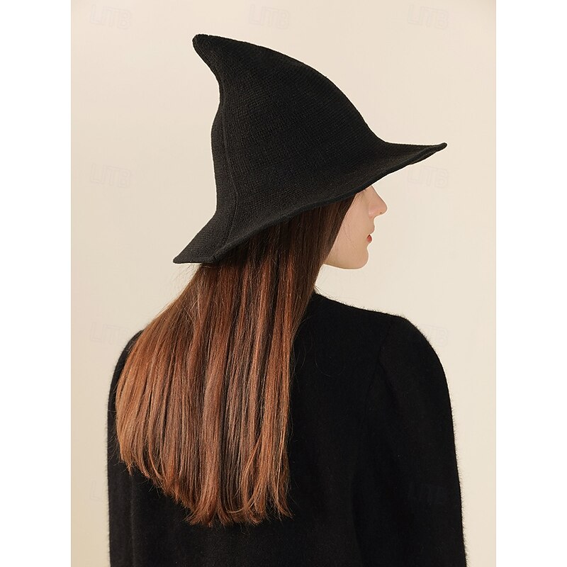 Women's Witch Hat – Knitted Pointed Halloween Costume Hat for Cosplay and Party Wear2