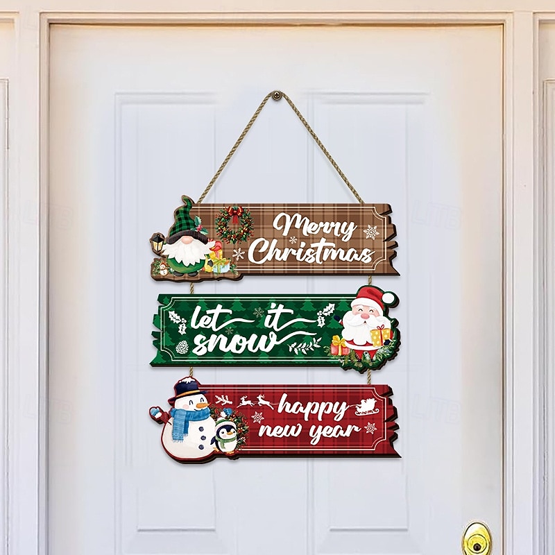 Wooden Christmas Listing Decoration Holiday Home Door Sign2