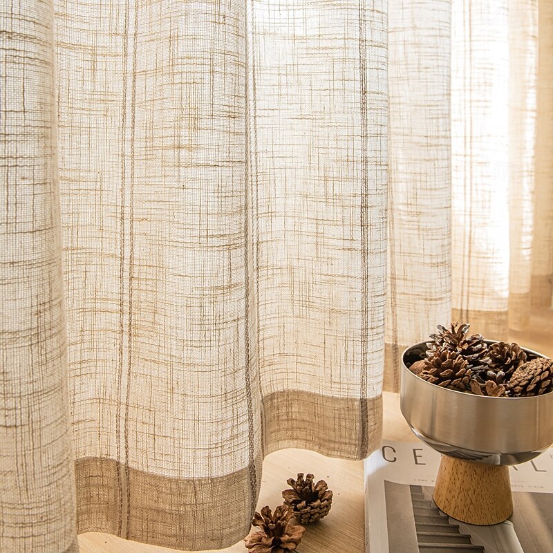 Semi Transparent Screen Curtain One Panel Modern Minimalist Style With Thickened Hemp Cotton Window Screen Living Room Bedroom Dining Room Study Room3