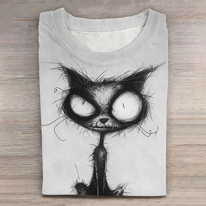Men's Cat T Shirt Short Sleeve T shirt 3D Print Crew Neck Shirt Fashion Athleisure Street Sports Outdoor White Summer Spring Clothing Apparel S M L XL XXL XXXL