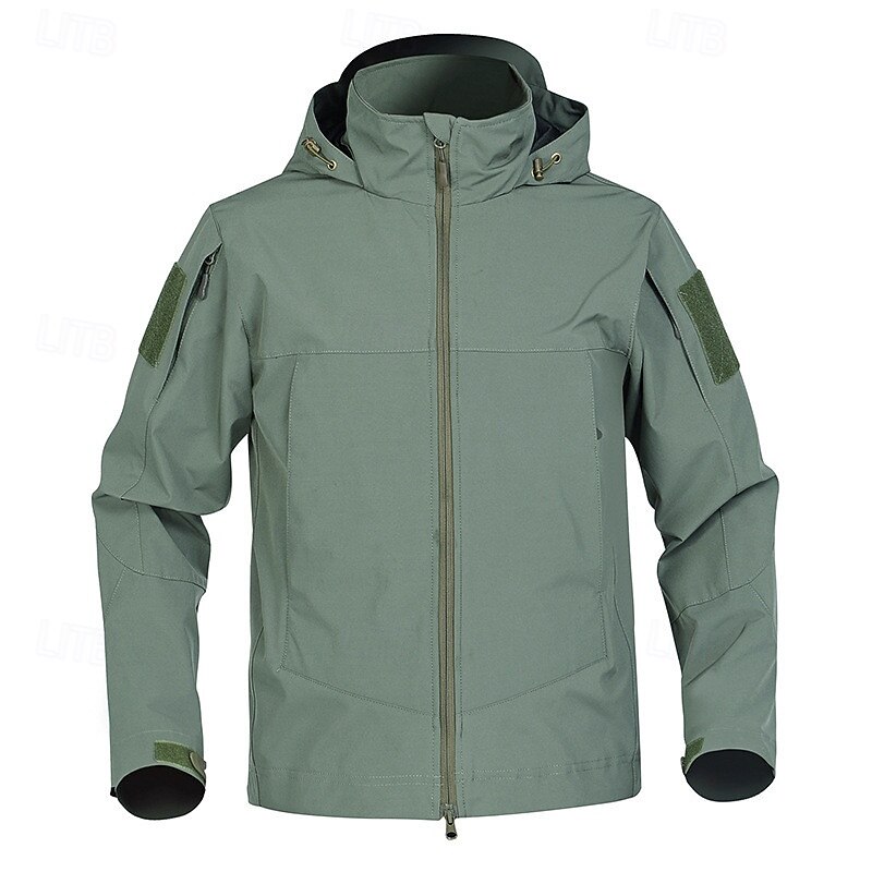 Men's Hiking Jacket Winter Outdoor Windproof Front Zipper Lightweight Jacket Full Zip Camping / Hiking / Caving Black Green Khaki