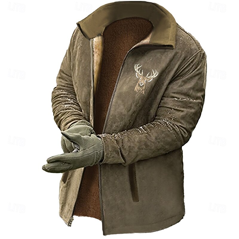 New Year Christmas Men's Deer Sweatshirts Zip Sweatshirt Long Sleeve Sweatshirt Stand Collar Sports Daily Simple 3D Printing Full Zip Stand Collar Winter Spring &  Fall4