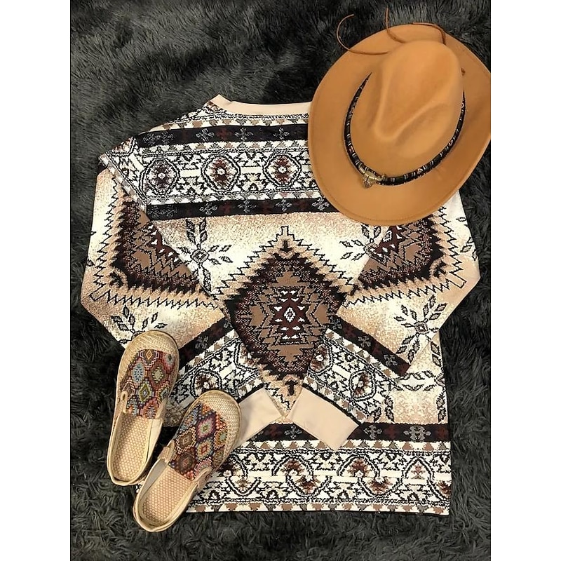 Women's Pullover Floral Print Fashion Casual Loose Fit Crew Neck Long Sleeve Inelastic Spring Fall Comfrt Breathable Soft Fabric2