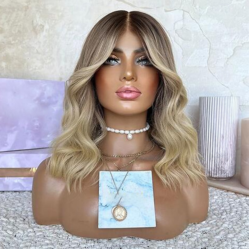 Unprocessed Virgin Hair 13x4 Lace Front Wig Short Bob Brazilian Hair Wavy Black Multi-color Wig 130% 150% Density with Baby Hair Ombre Hair Natural Hairline For Women Long Human Hair Lace Wig