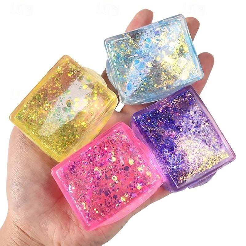 4pcs Aurora Malt Gum Ice Cubes - Relax Squishy Toys For Kids & Adults, Slow Rebound Tofu Texture