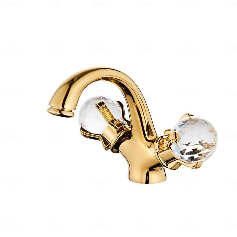 Bathroom Sink Faucet Electroplated Modern Brass Single Handle One Hole Centerset Mount for Sink, Hot and Cold Water Hoses Included