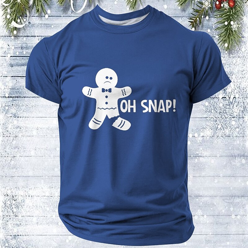 Christmas Men's Gingerbread Man 3D T-shirts Gingerbread Man Casual Street Style 3D Print Tee Sports Outdoor Holiday Black Red Blue Short Sleeve Crew Neck Spring & Summer Clothing Apparel S M L XL3