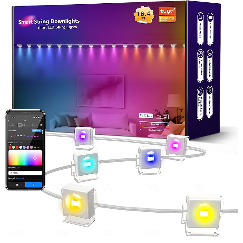 LED Smart Light Elegant Wedding Party Reception Tuya WiFi RGBIC Waterproof Eaves Lights – 3M 15LEDs/5M 25LEDs for Outdoor Garden Festival Decor2