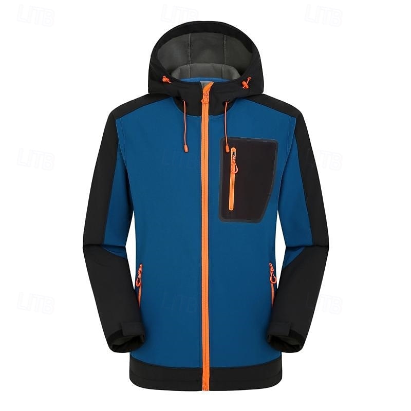 Men's Softshell Jacket Hiking Jacket Outdoor Color Block Waterproof Windproof Windbreaker Jacket Traveling Black Red Navy Blue Royal Blue Grey