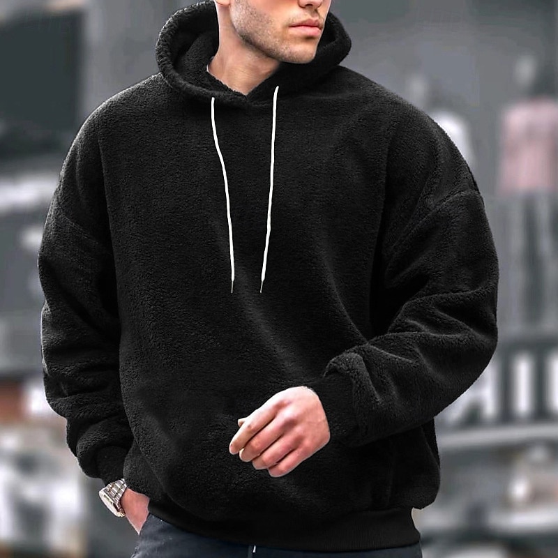 Men's Hoodie Fleece Hoodie Black Brown Gray Hooded Plain Pocket Sports & Outdoor Daily Holiday Streetwear Cool Casual Winter Spring &  Fall Clothing Apparel Hoodies Sweatshirts3