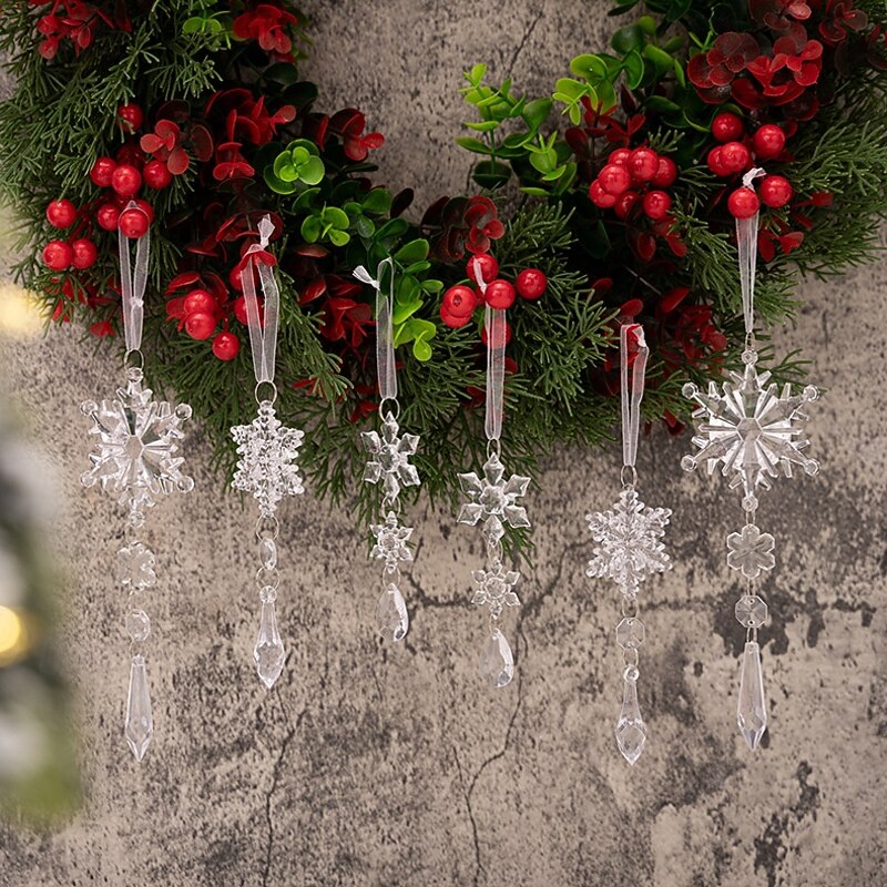 6PCS Creative Christmas Acrylic Snowflake Ornaments, Christmas Tree Hanging Decorations, Ice Bar Simulation Snowflakes3