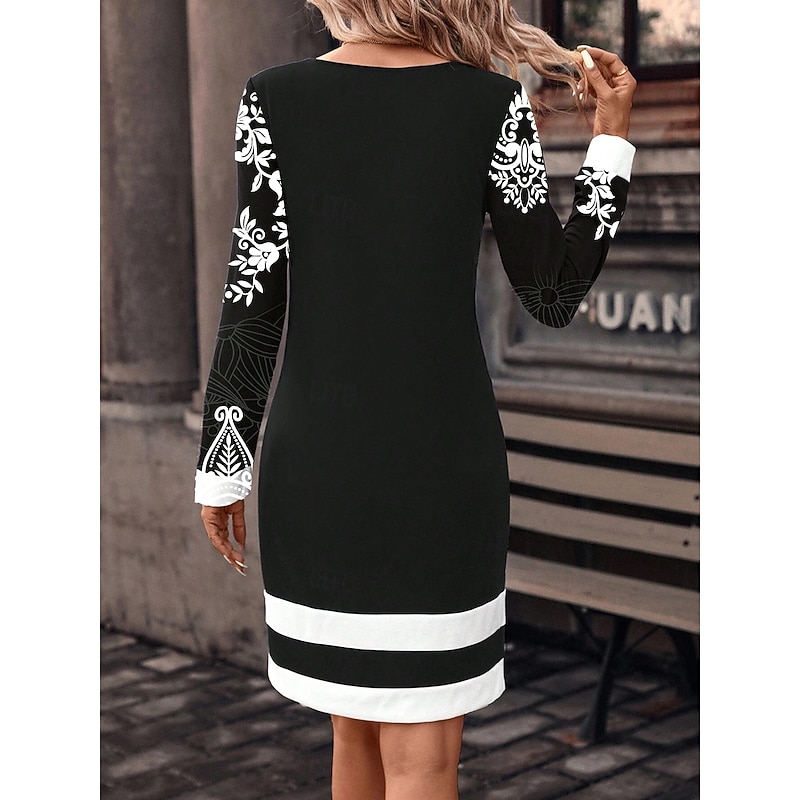 Women's Mini Dress Sweatshirt Dress Winter Dress Corset Dress Sheath Dress Elegant Stylish Vacation Party Street Regular Fit Floral Long Sleeve Crew Neck White Summer Fall Winter2