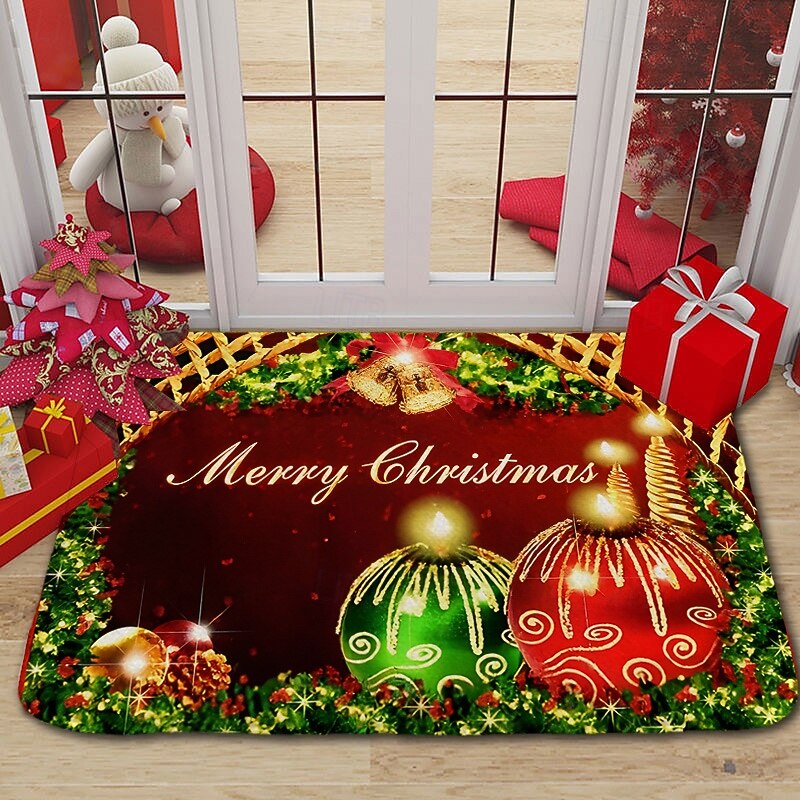 Merry Christmas  Bathroom Bath Mats Creative Absorbent Bathroom Rug Flannel Non Slip