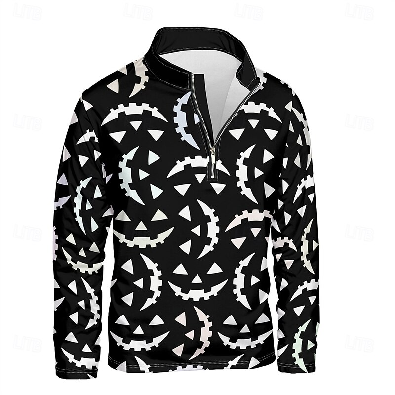 Men's Graphic Dark Hoodies Daily Casual Long Sleeve Stand Collar Vacation Going out Streetwear Black Print Spring &  Fall Designer2