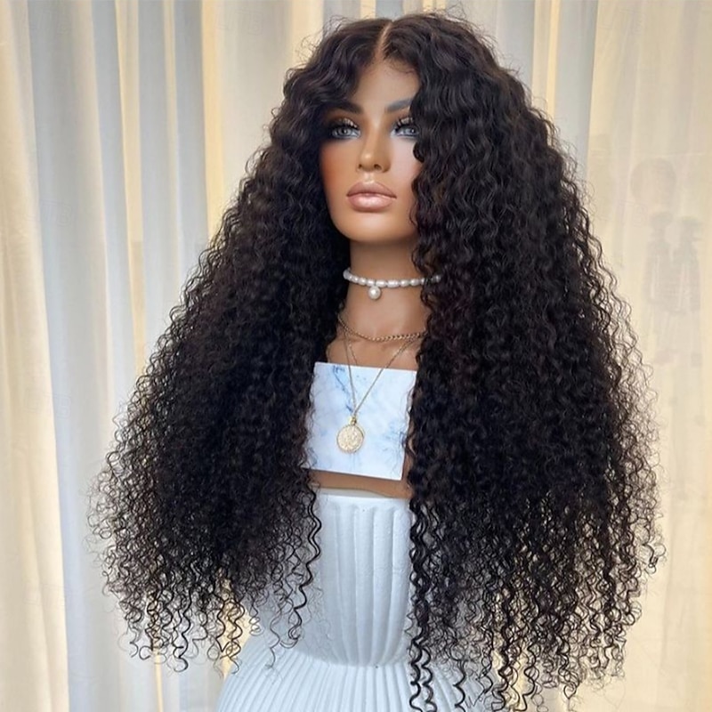 Unprocessed Virgin Hair 13x4 Lace Front Wig Free Part Vietnamese Hair Curly Black Wig 130% 150% Density with Baby Hair Natural Hairline 100% Virgin Pre-Plucked For Women Long Human Hair Lace Wig3