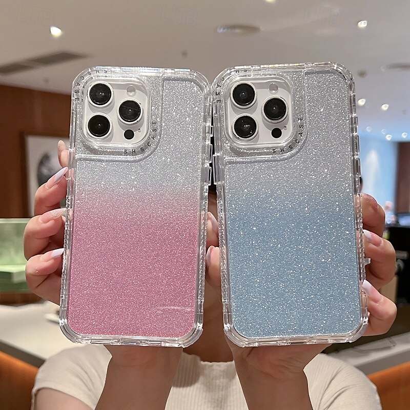 Phone Case For iPhone 17 Pro Max 17 Air 16 15 14 Pro Max Plus 13 12 11 Pro Max Wallet Case Bling Glitter Shiny Shockproof Retro TPU PC4