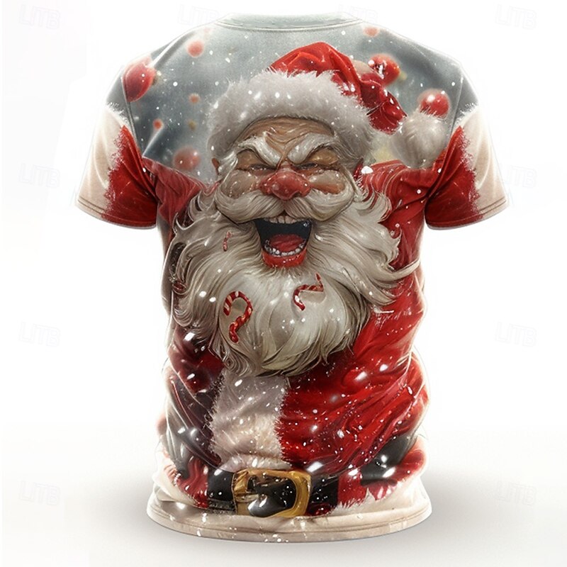 Christmas Men's Santa Claus 3D T-shirts Santa Claus Fashion Athleisure 3D Print Tee Street Sports Outdoor Yellow Red Blue Short Sleeve Crew Neck Summer Spring Clothing Apparel S M L XL XXL XXXL2