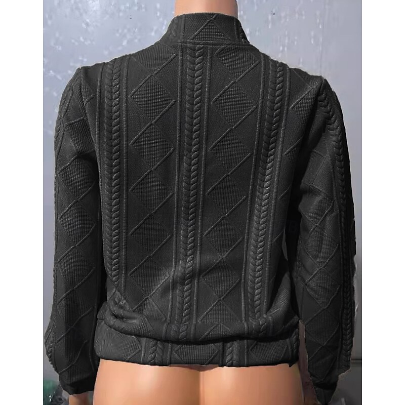 Women's Jacket Office Zipper Casual / Daily Vintage Outerwear Long Sleeve Spring Black S2