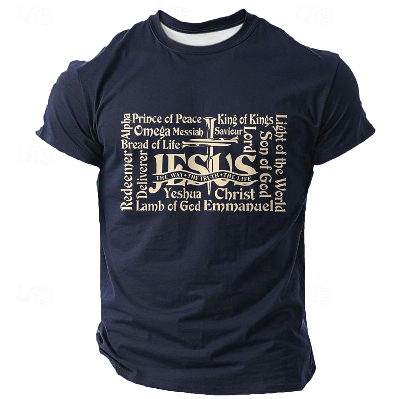 Men's Faith Christian T Shirt Short Sleeve T shirt 3D Print Crew Neck Shirt Religious Athleisure Street Sports Outdoor Black Dark Green Dark Blue Summer Spring Clothing Apparel S M L XL XXL XXXL2