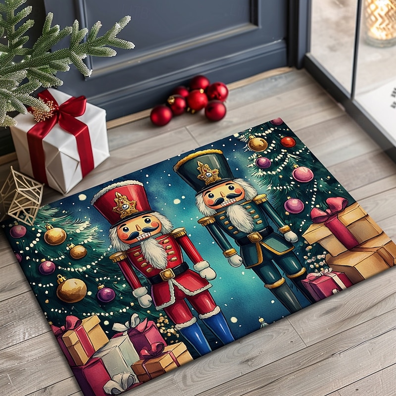 Christmas Decorations Doormat Nutcrackers Kitchen Mat Floor Mat Non-Slip Area Rug Oil Proof Rug Indoor Outdoor Mat Bedroom Decor Bathroom Mat Entrance Rug