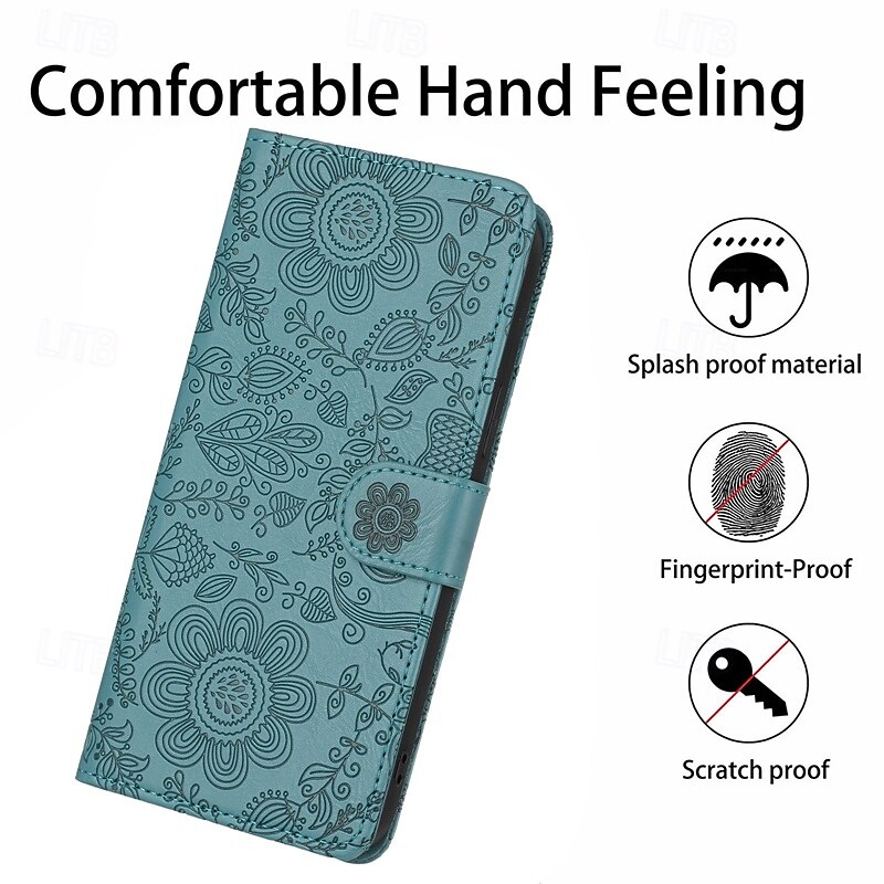 Phone Case For Samsung Galaxy S25 S24 S24 FE S23 S22 S21 Ultra Plus A55 5G A35 5G A25 A15 Wallet Case with Wrist Strap Kickstand Warm Flower Floral TPU PU Leather3