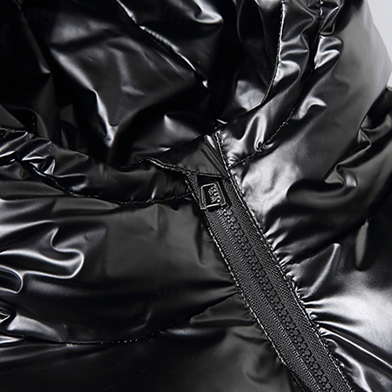 Men's Winter Coat Puffer Jacket Padded Jacket Pocket Polyster Daily Wear Date Vacation Regular Fashion Casual Comfortable Thermal Warm Fall & Winter Solid / Plain Color Silver Black Navy Blue Gold4