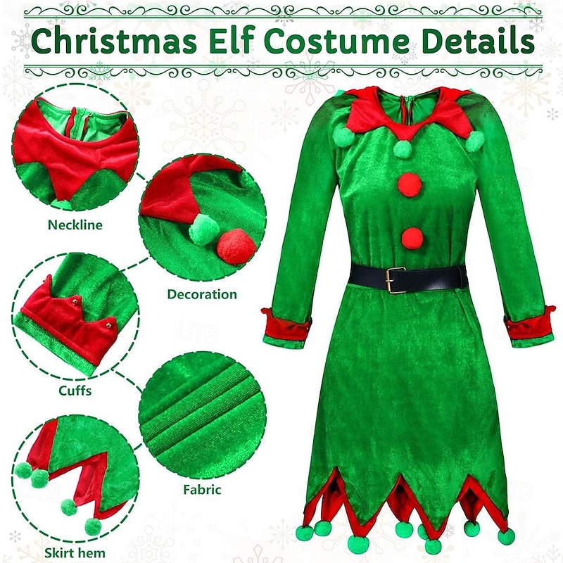 Elf Fancy Christmas Dress Santa Suits Cosplay Costumes Men's Women's Boys' Girls' Christmas Kid's Adults' Christmas New Year Christmas Eve Christmas New Year Eve Costume3