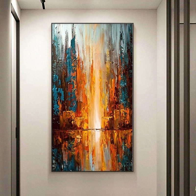 Hand-painted forest tree oil painting handmade snow scene birch forest decorative painting landscape painting large mural art gift Christmas gift for bedroom living room wall decoration3