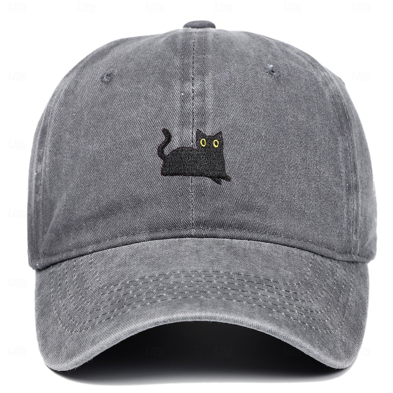 Men's Baseball Cap Sun Hat Trucker Hat White Dark Green Polyester Fashion Casual Street Daily Cat Adjustable Sunscreen Breathable4