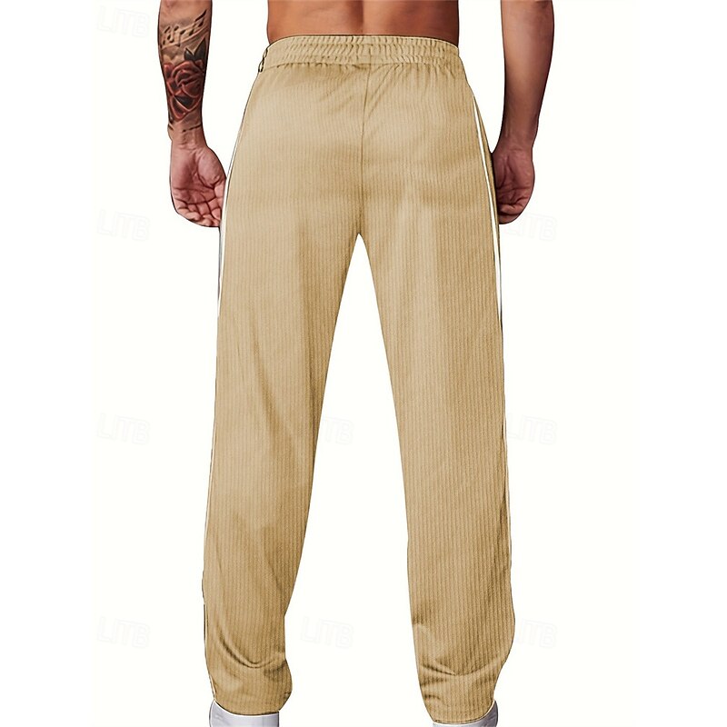 Men's Sweatpants Corduroy Pants Trousers Straight Leg Sweatpants Pocket Drawstring Elastic Waist Color Block Comfort Sports Outdoor Daily Fashion Casual ArmyGreen Black Micro-elastic2