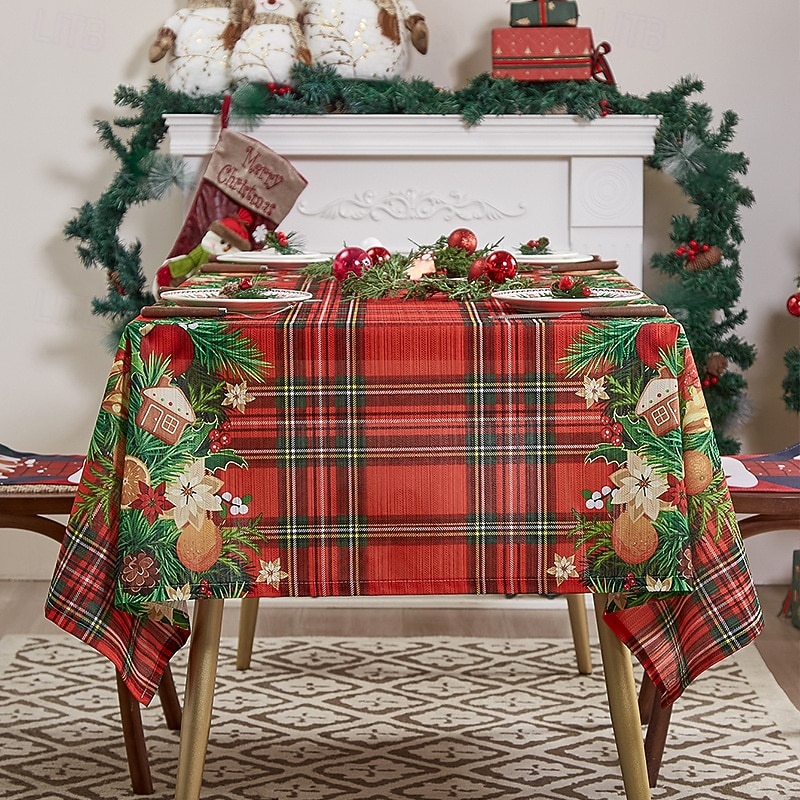 Christmas Tablecloth Festive Holiday Table Cover Decorative and Elegant Design for Dining Table Perfect for Christmas Gatherings and Seasonal Decor4