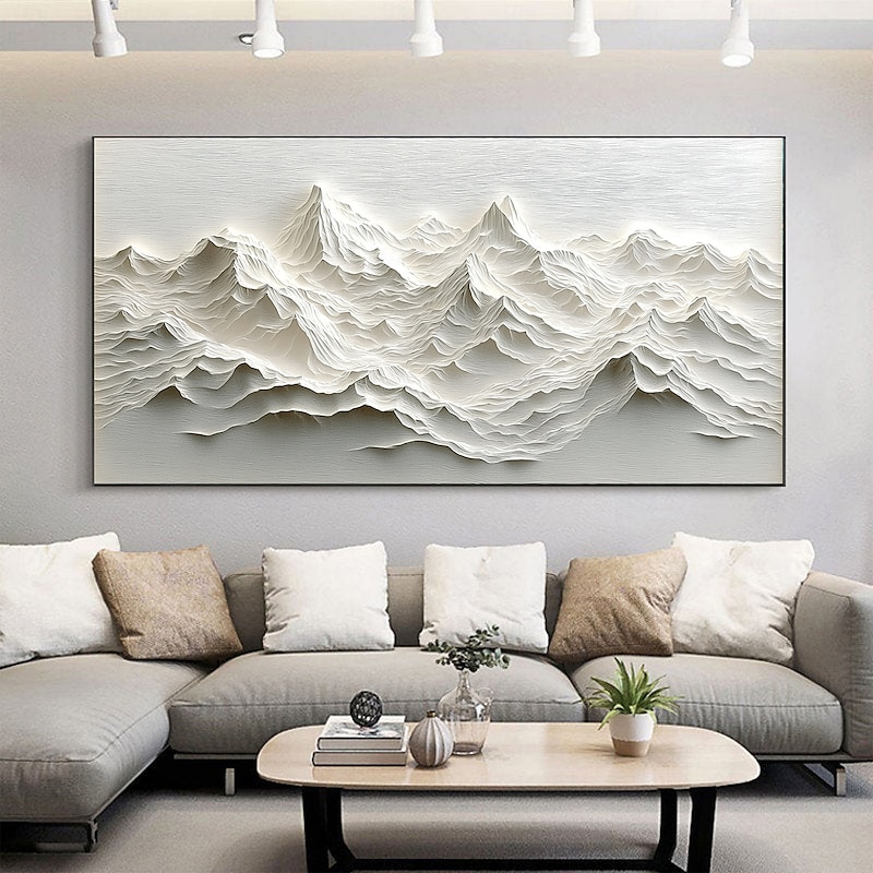 Handmade Original Snow Mountain Oil Painting On Canvas  Abstract Texture Winter Landscape Wall Art for Home Decor With Stretched Frame/Without Inner Frame Painting2