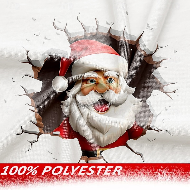 Christmas Men's Santa Claus T Shirt Long Sleeve T shirt 3D Print Crew Neck Shirt Casual Street Holiday White Yellow Red Summer Spring Fall Clothing Apparel S M L XL XXL XXXL3