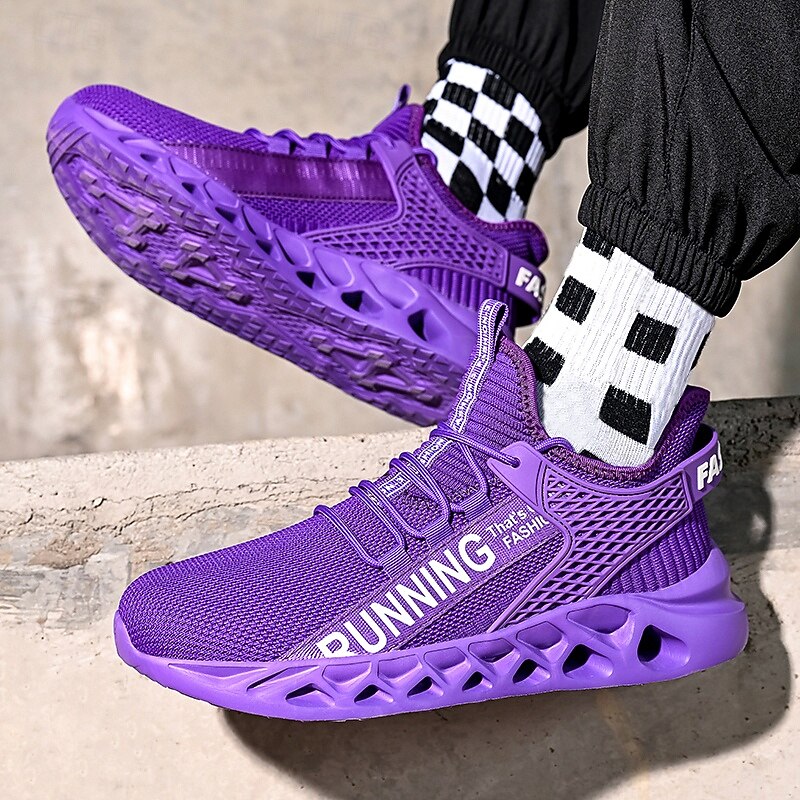 Men's Lightweight Breathable Running Sneakers, Fashionable Purple Athletic Shoes with Hollow Sole Design, Perfect for Gym, Running, and Casual Wear4
