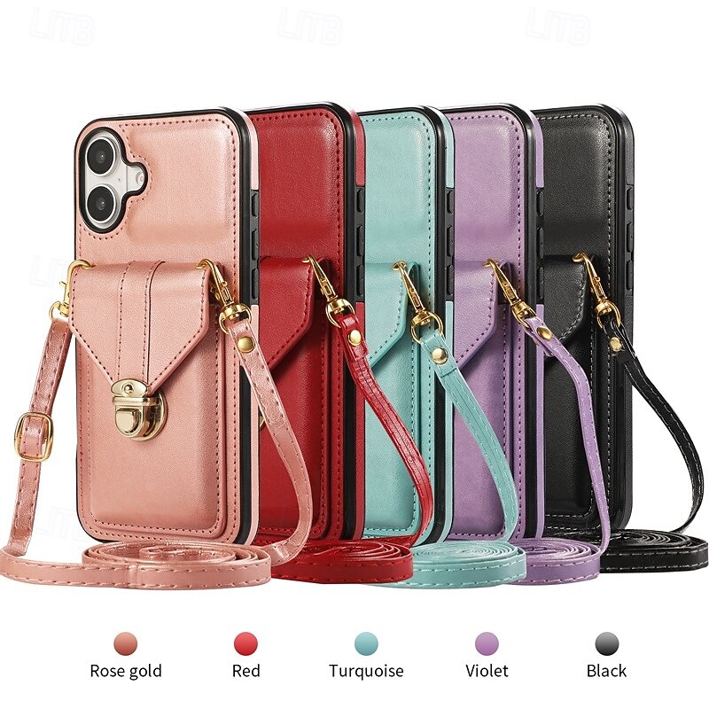 Phone Case For iPhone 17 Pro Max 17 Air 16 15 14 Pro Max Plus 13 12 11 Pro Max Mini Back Cover with Stand Holder with Lanyard Card Slot Retro TPU PU Leather