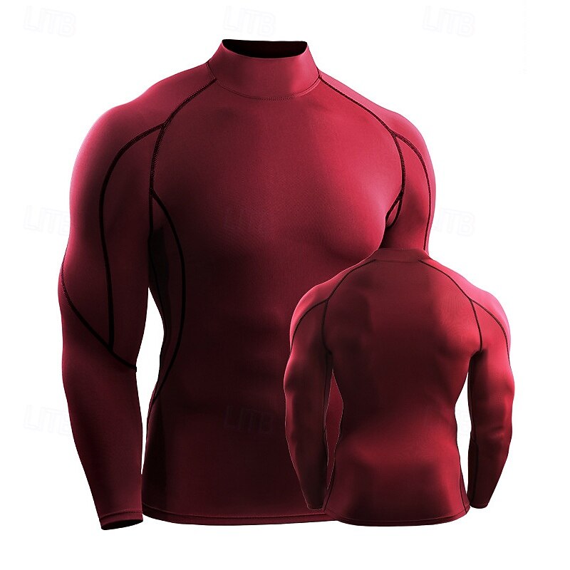 Men's Compression Shirt Athletic Shirt Gym Shirt Fitness Shirt Patchwork Long Sleeve Tee Tshirt Casual Athleisure Fall Quick Dry Soft Breathable Gym Workout Walking Jogging Sportswear Activewear4