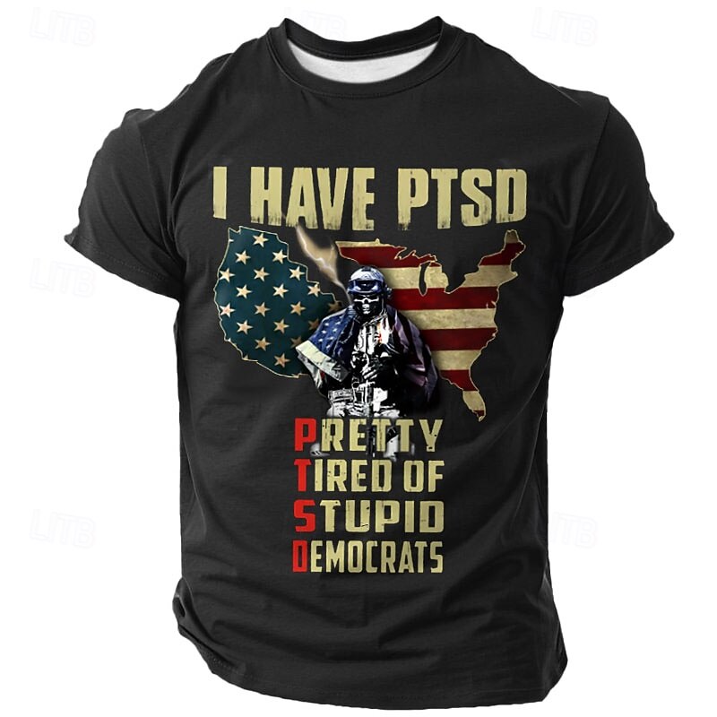 Veterans Day Men's Patriot Patriotic Veteran American US Flag Patriotic T shirt Short Sleeve T shirt 3D Print Crew Neck Shirt Fashion Athleisure Street Sports Outdoor Black Dark Green Dark Blue2