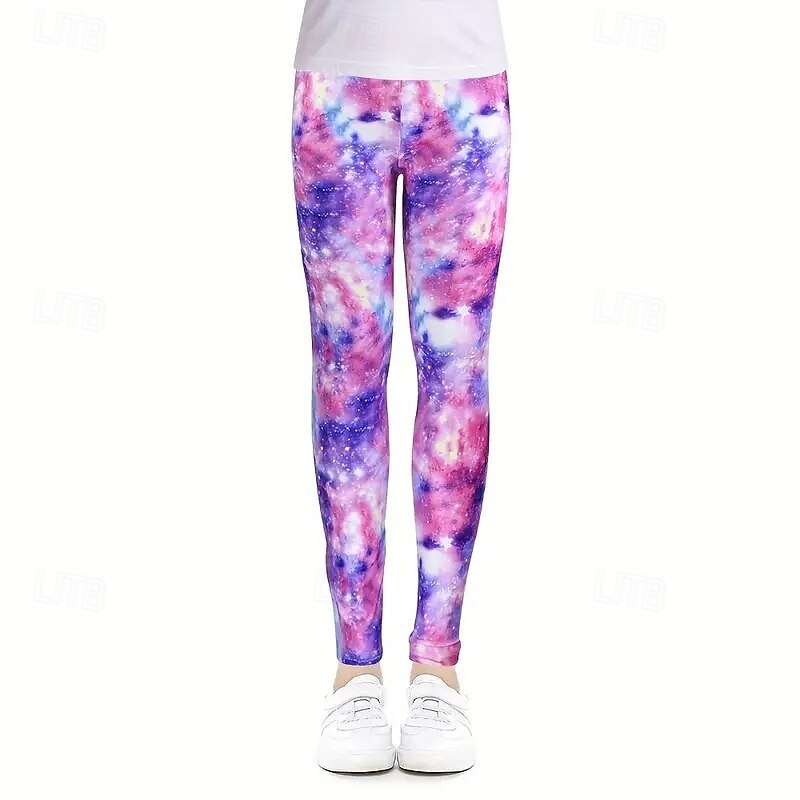 Girls' 3D Graphic Tie Dye Pants Leggings Spring Fall Active Basic Kids 4-12 Years Outdoor Casual Daily Regular Fit4