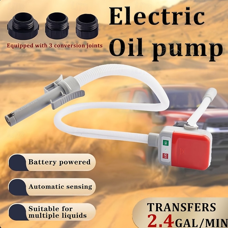 Fuel Transfer Pump Battery-powered Fuel Transfer Pump with Long Hose Portable Liquid Pump Suitable for Gasoline, Diesel, Kerosene, Light Oil, and Water.