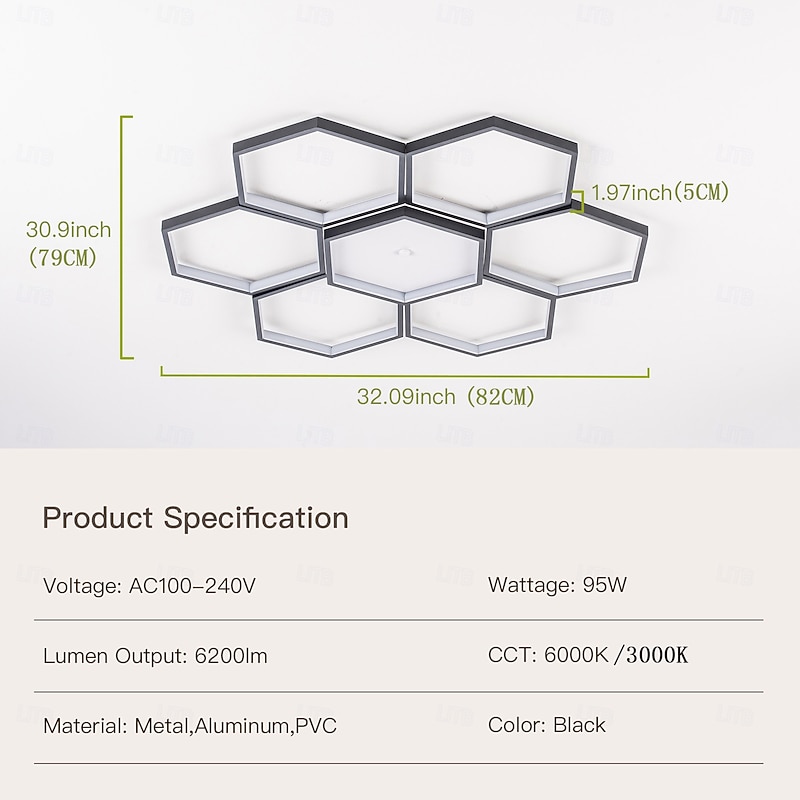 LED Ceiling Lights Stepless Dimming 7 Heads Modern Geometric Shapes Stylish Flush Mount Ceiling Lamp Aluminum Silica gel for Living Room Dining Room Kitchen 110-240V ONLY DIMMABLE WITH REMOTE CONTROL4
