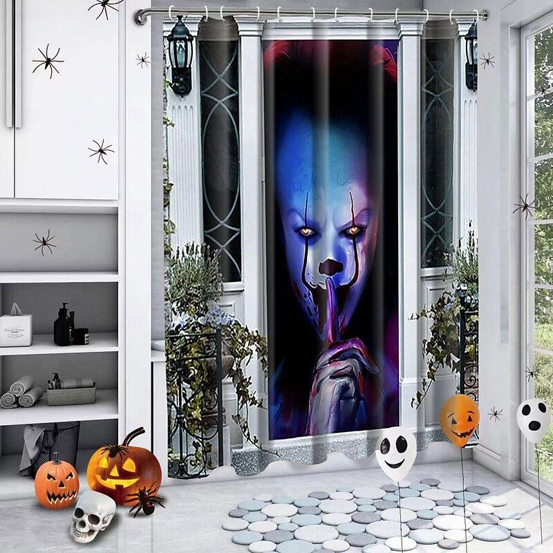 Halloween Pattern Shower Curtain with Hooks for Bathroom Barn Door Bathroom Decor Set Polyester Waterproof 12 Pack Plastic Hooks3
