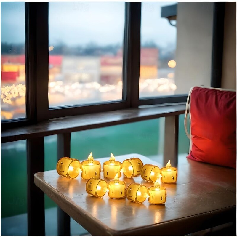 LED Electronic Candle Light Battery Powered Ghost Festival Decoration Night Light for Christmas New Year Wedding Party Home Decoration Lighting 4/12/24pcs for Halloween4