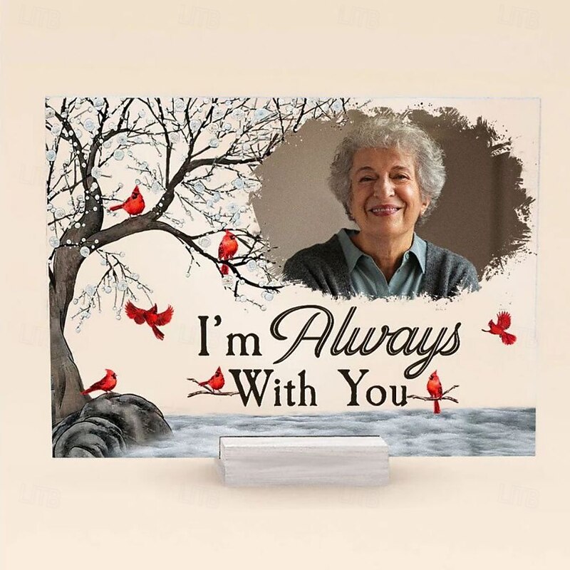 Personalized Acrylic Photo Plaque with Base Custom Memorial Gifts Missing You Photo Frames Plaque I'm Always With You Picture Frame - Memory of Mother Father Grandma Grandpa 20*15cm (8*6)4