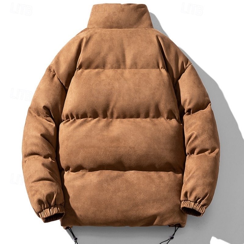 Men's Winter Jacket Puffer Jacket Padded Zipper Pocket Polyster Pocket Outdoor Date Casual Daily Regular Fashion Casual Thermal Warm Windproof Winter Plain Dark Brown Dark Grey Black Light Green2